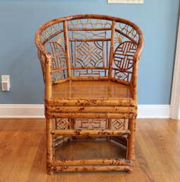 RARE 1960'S TORTOISESHELL EFFECT WITH BAMBOO UNIQUE CHAIR