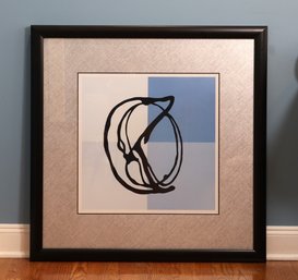Black Frame With Modern Print With Shades Of Blue And Black