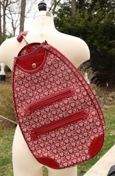 Brighton Red Canvas Logo Travel Tennis Racket Sling Bag Vintage-shippable