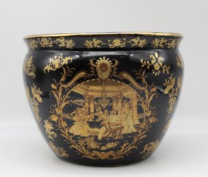 Beautiful Black And Gold Porcelain Jardiniere