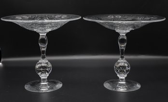Pair Of Vintage Crystal Compotes -shippable