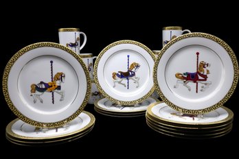 Royal Gallery Gold Buffet Carousel Horse Plates Set