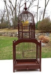 Vintage Wooden Birdcage With Metal Wire
