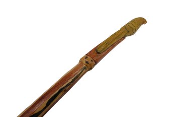 Vintage Folk Art Walking Stick With Parakeet