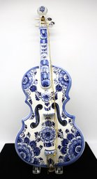 Dutch Delft Blue And White Floral Motif Violin-shippable