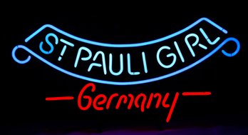 1999 St. Pauli Girl Beer Brand Neon Sign And The Word 'germany' In Red Script