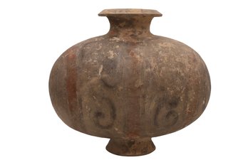Hans Dynasty Painted Pottery ' Cocoon ' Jar (206 BC - 220 AD)