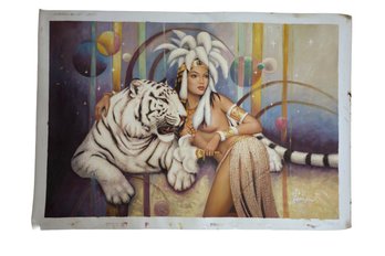 Vintage Hand Painted Acrylic On Canvas By Karl Bang