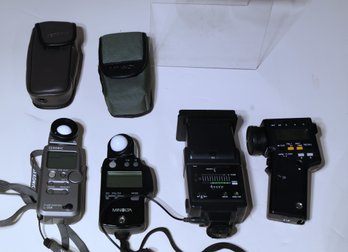 Vintage Minolta Spotmeter, Sunpack Flash, Minolta Meter, Sekonic Meter- Shippable