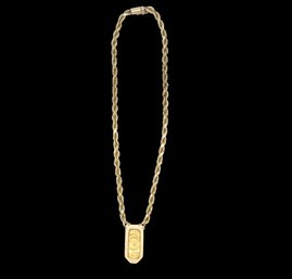 14k Yellow Gold Chain And 1 Tael Chinese Stamped PURE Gold Bar