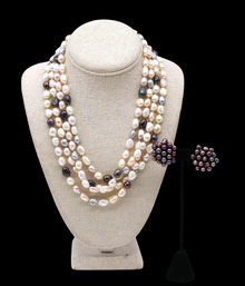 Multi Strand Necklace Featuring Freshwater Pearls