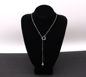 Sterling Silver Heart With With Gray Pearl