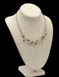 14k Yellow Gold With Gray And White Pearl Necklace