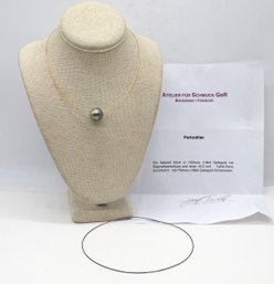 18k (750) Yellow Gold With A 16.5MM Floating Taitian Pearl Necklace