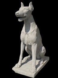 Vintage Concrete Doberman Garden Statue
