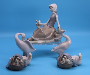 5 Vintage Lladro Glossy Porcelain Figurines-SHIPPABLE