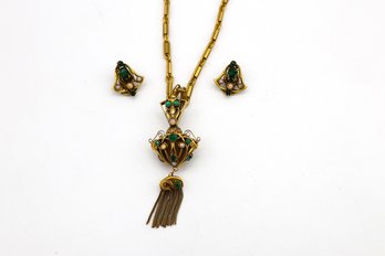 Vintage Necklace And Earring Set Is In An Art Nouveau- Shippable