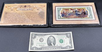 Two USA 1995 $2 Note And American Historic Society