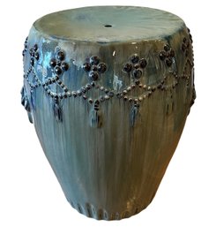 Vintage Ceramic Garden Stool With Pierced Handles