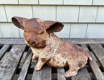 Antique Cast Iron Garden Pig