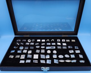 Collection 33 Silver Tone Cuff Links With Display