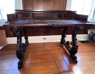18th C Hand Carved Library Desk