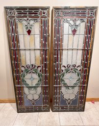 Unique And Unusual Pair Of Antique Stain Glass Doors/ Window Panels - Manhatten