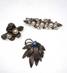 3 Vintage A-F Paris Scarf Clips /brooches Signed -SHIPPABLE