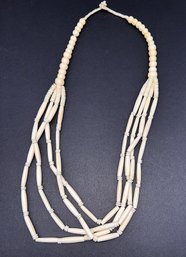 Vintage Multi Strand Carved Bone Necklace-SHIPPABLE