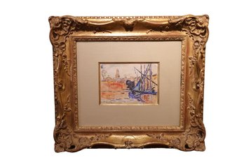 Original PAUL Victor Jules SIGNAC  'Le Port  De St. Tropez' C.1899 Signed  -Local Shipper Available For An Add