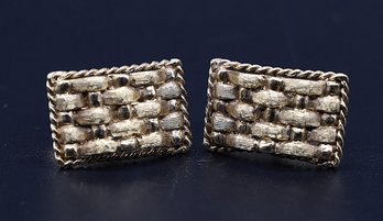 14k Yellow GOLD Woven Cuff Link -15.6 Grams