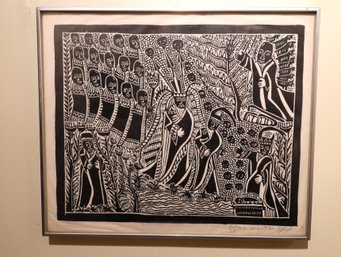 Listed Azaria Mbatha Black And White Linocut-SHIPPABLE