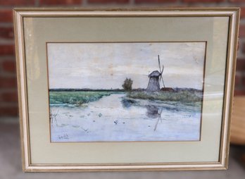 Vintage Watercolor Water Scene- Signed