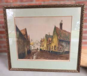 Vintage Colored Etching With Pencil Signature