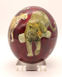 Rare South African 5 Metal -flake Decorateddecoupage Ostrich Egg-SHIPPABLE