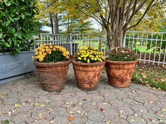 Three Large Clay Style Planters