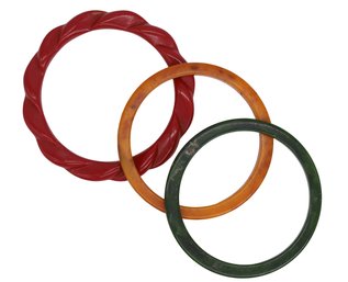 3 Vintage Mid Century Bakelite Bangle Bracelets