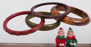 4 Mid Century Bakelite Vintage Bangle Bracelets