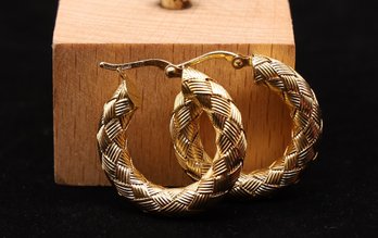 18k Yellow GOLD By Roberto Coin Woven Hoops -8.5grams