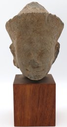 A Genuine Cambodian Angkor -bayon -khmer Sandstone Head Mounted-SHIPPABLE