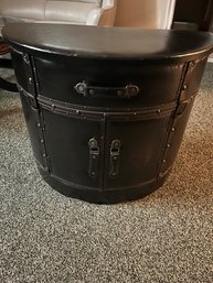 LEATHER STYLE DEMILUNE TABLE