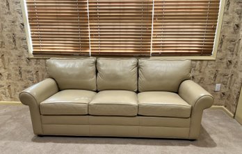 Khaki Color Ethan Allen Leather Sofa Bed