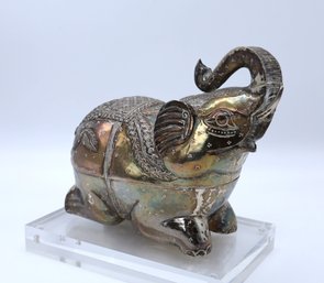Cambodian Elephant 900 Silver Nut Box-SHIPPABLE