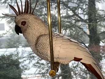 Impressive Large Leather Cockatoo On Brass Perch-SHIPPABLE