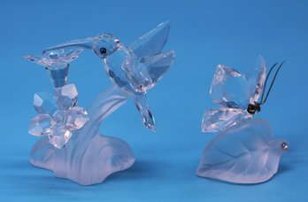 Vintage Swarovski Crystal Hummingbird And Butterfly