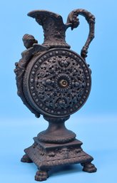 Antique Heavy Cast Metal Urn Ewer Ornate Art Nouveau- Secret Front! SHIPPABLE