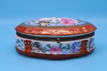 Vintage LARGE Limoges France Porcelain Trinket Box -SHIPPABLE
