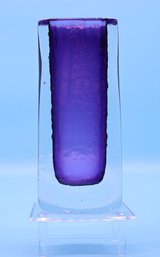 Vintage Hand Blown Amethyst Floating In Clear Glass Vase -signed
