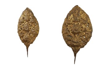 18TH CENTURY Baroque Repousse Dutch Brass Sunflower SCONCE BACKPLATES-SHIPPABLE