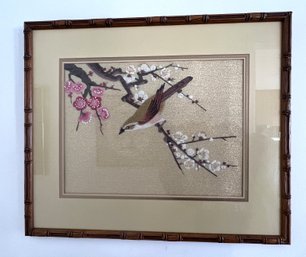 Embroidered Bird On Flower Branches - Shippable